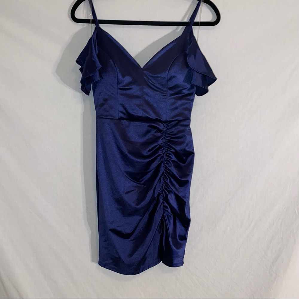 Crystal Doll Blue Satin Short Formal Dress size 5